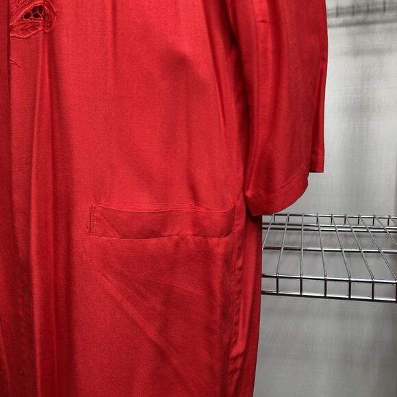Vintage Cache Y2K Red Eyelet Long Duster Cardigan Est, Size M/L Statement Glam - Picture 9 of 11
